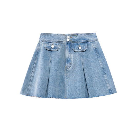 AOKOMELON Retro Short Denim Skirt