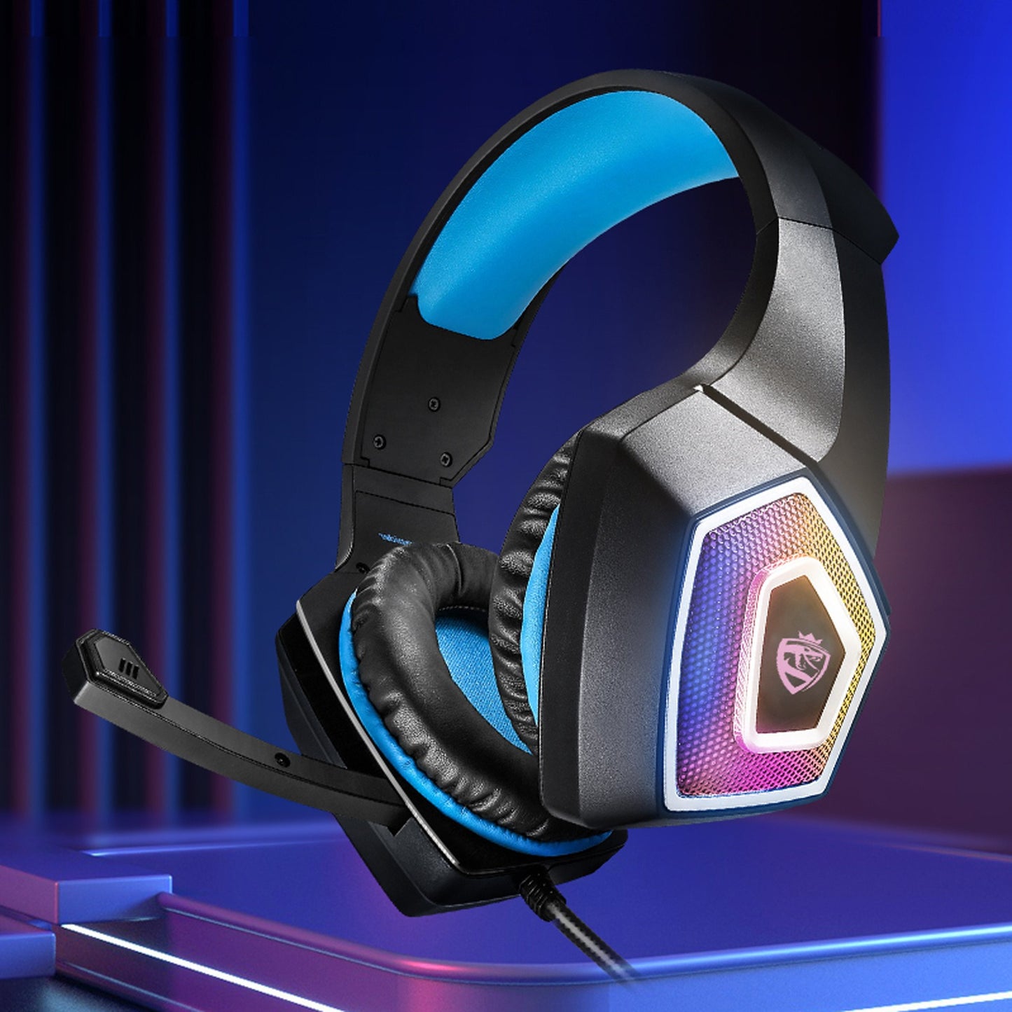 AOKOMELON Colorful RGB  Computer Wired Gaming Headphones