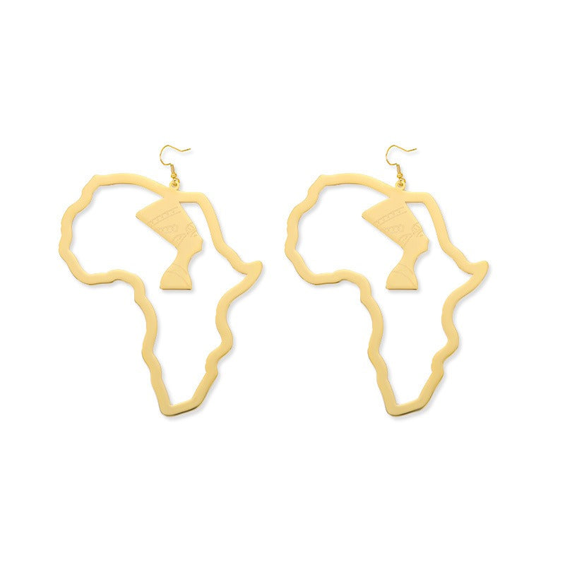 AOKOMELON Gold Stainless Steel Africa Earring