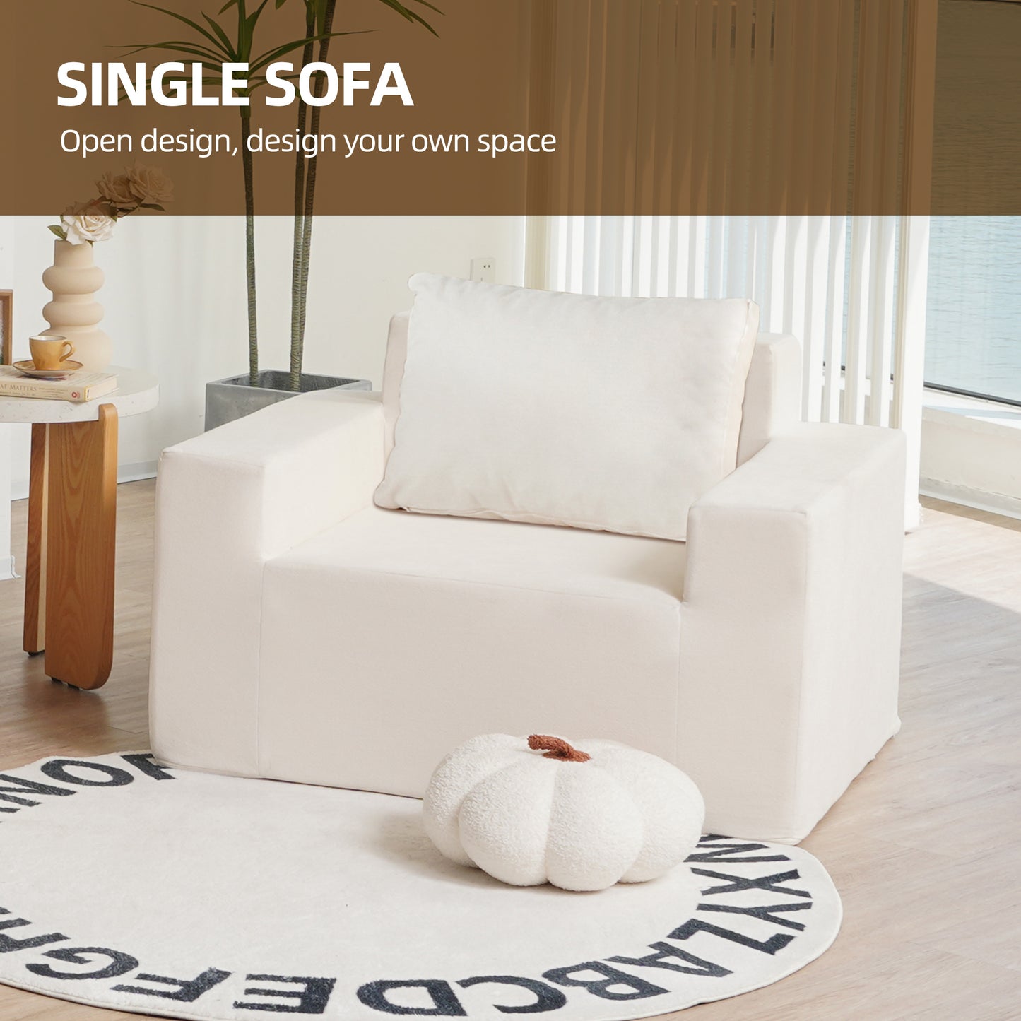 AOKOMELON Sofa In a Box Foam Sofa Couch with Pillow & Bean Bag