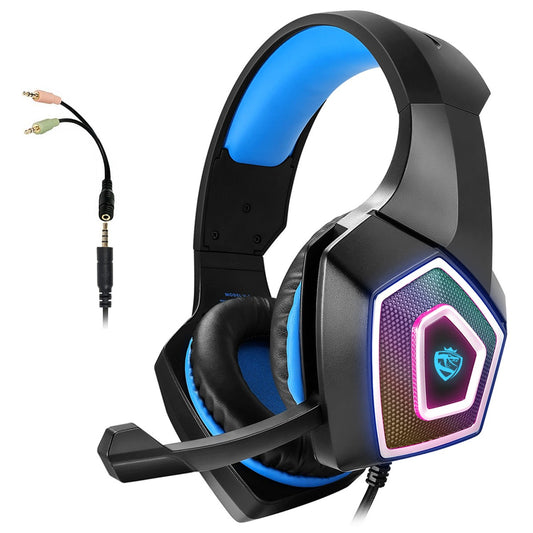 AOKOMELON Colorful RGB  Computer Wired Gaming Headphones