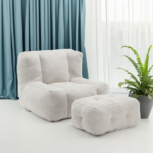 AOKOMELON  Indoor Fluffy  Super Soft Couch Chair with Memory Foam and Footstool