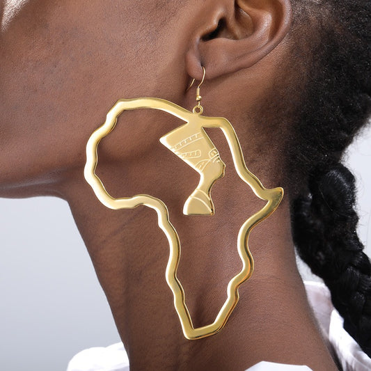 AOKOMELON Gold Stainless Steel Africa Earring