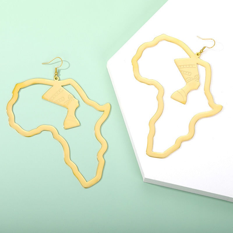 AOKOMELON Gold Stainless Steel Africa Earring