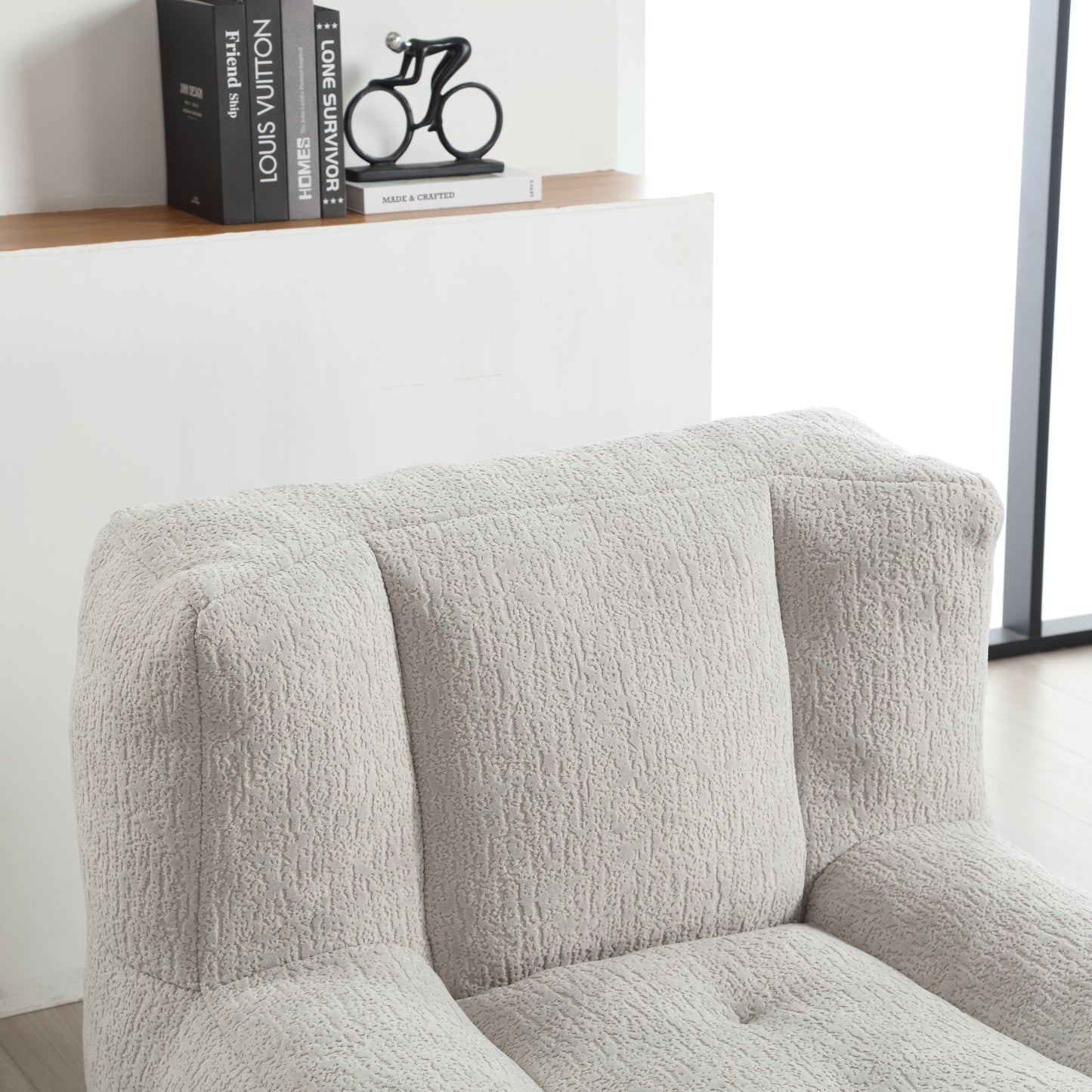 AOKOMELON  Indoor Fluffy  Super Soft Couch Chair with Memory Foam and Footstool