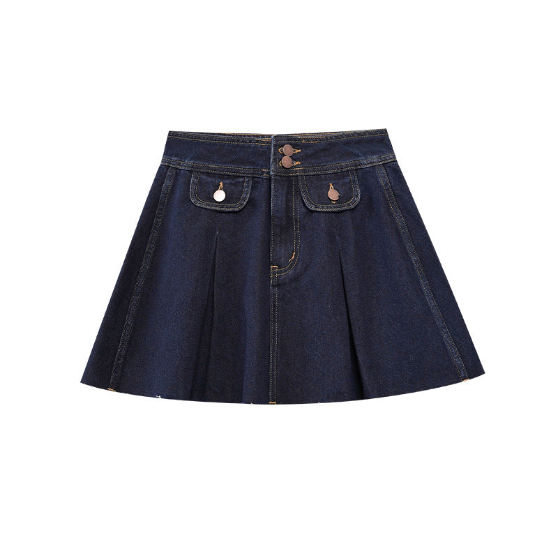 AOKOMELON Retro Short Denim Skirt