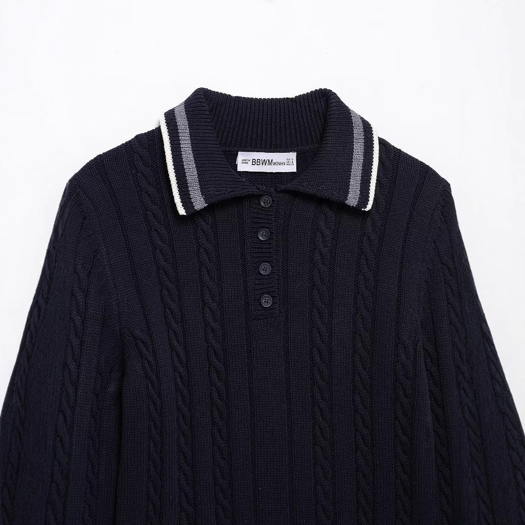 AOKOMELON Collar Knit Sweater