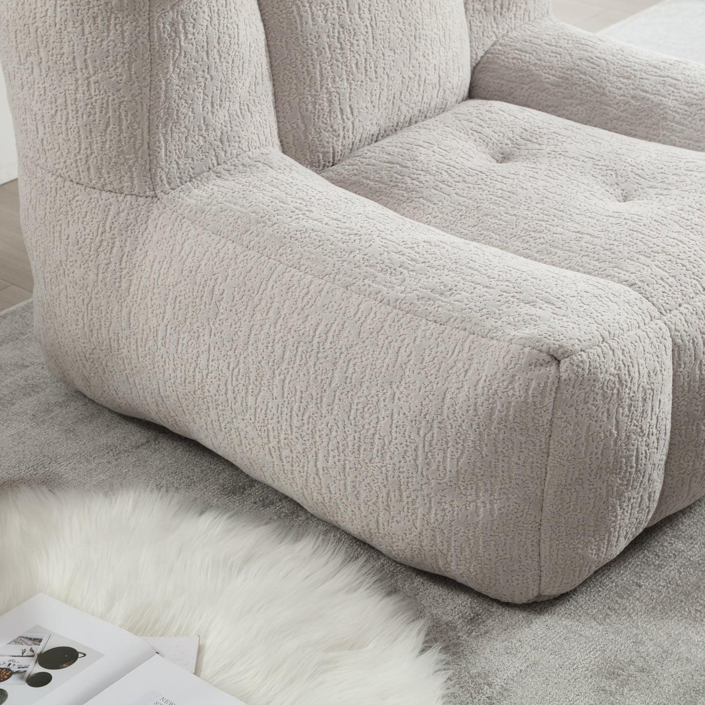 AOKOMELON  Indoor Fluffy  Super Soft Couch Chair with Memory Foam and Footstool